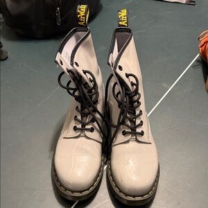 Dr. Martens Glossy Grey Combat Boots